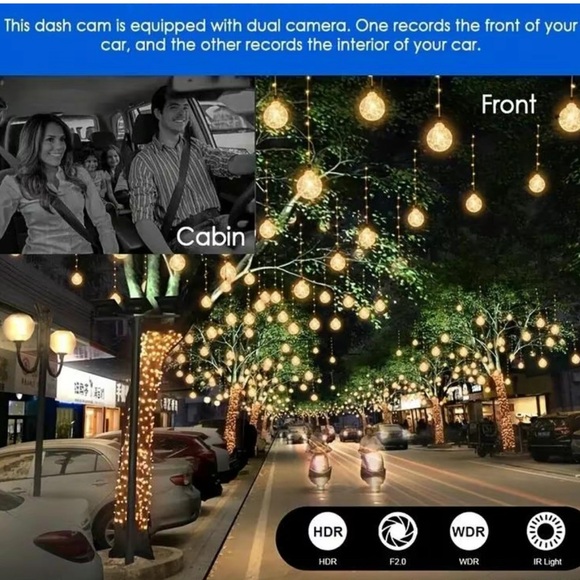 Dual Dash Cam Front And Inside 1080P camera for car - Picture 3 of 13